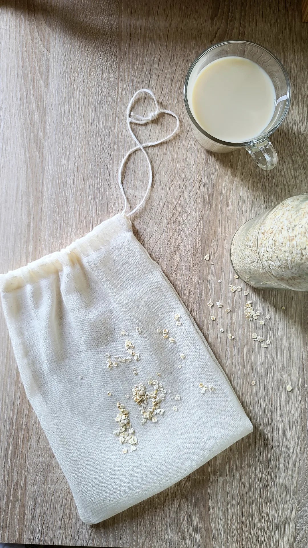 Filterbeutel für Pflanzenmilch in essbarer Gaze