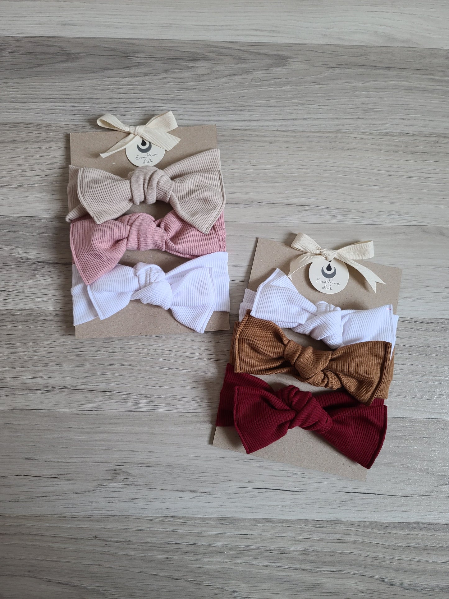 Set 3 fascette Fiocco bimba in Cotone Organico