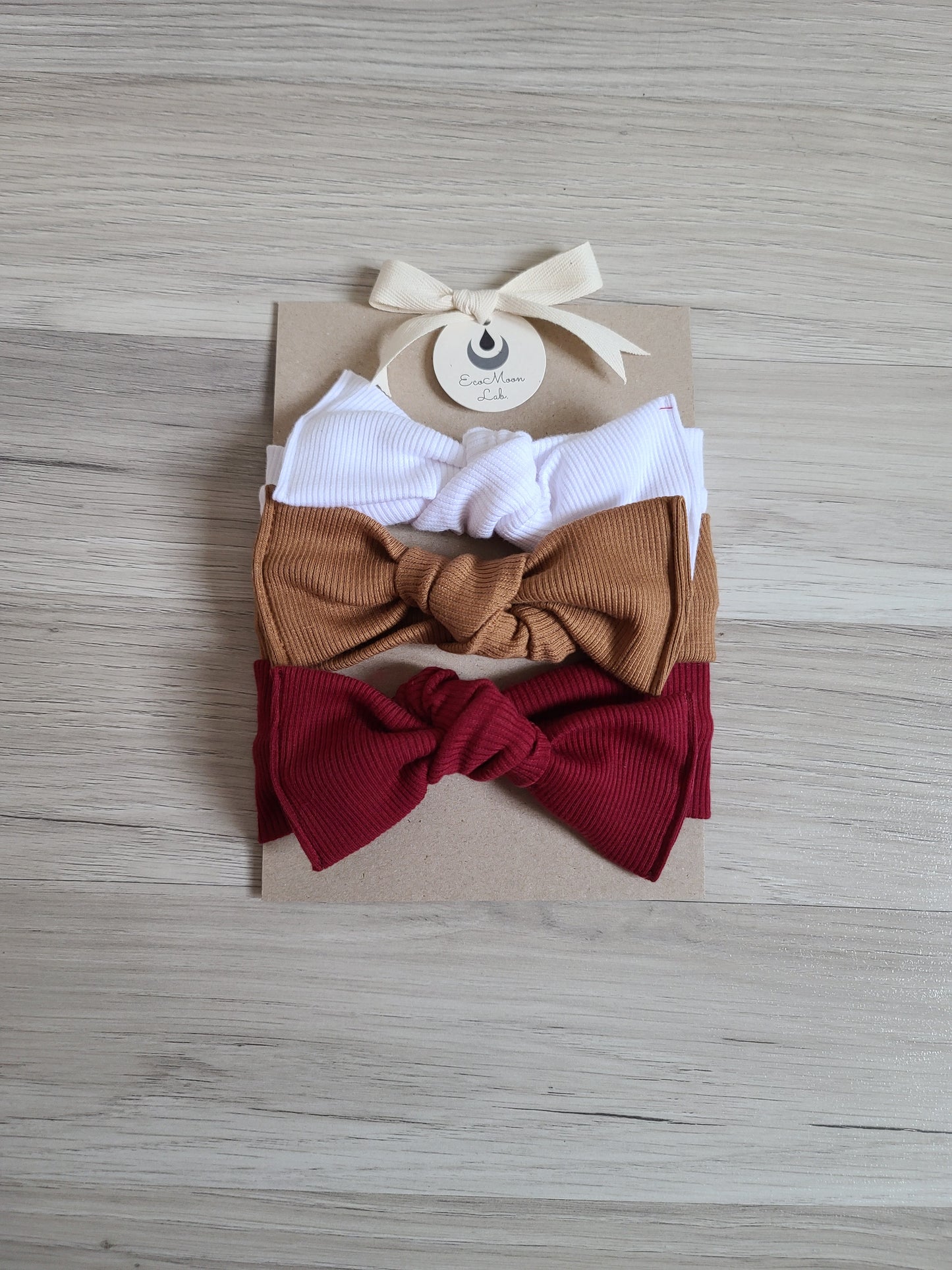 Set 3 fascette Fiocco bimba in Cotone Organico