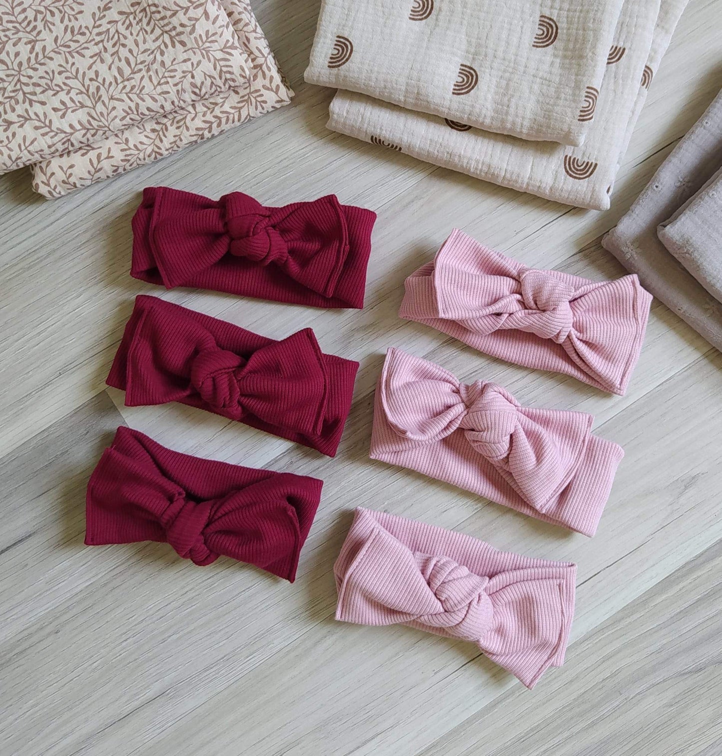 Set 3 fascette Fiocco bimba in Cotone Organico