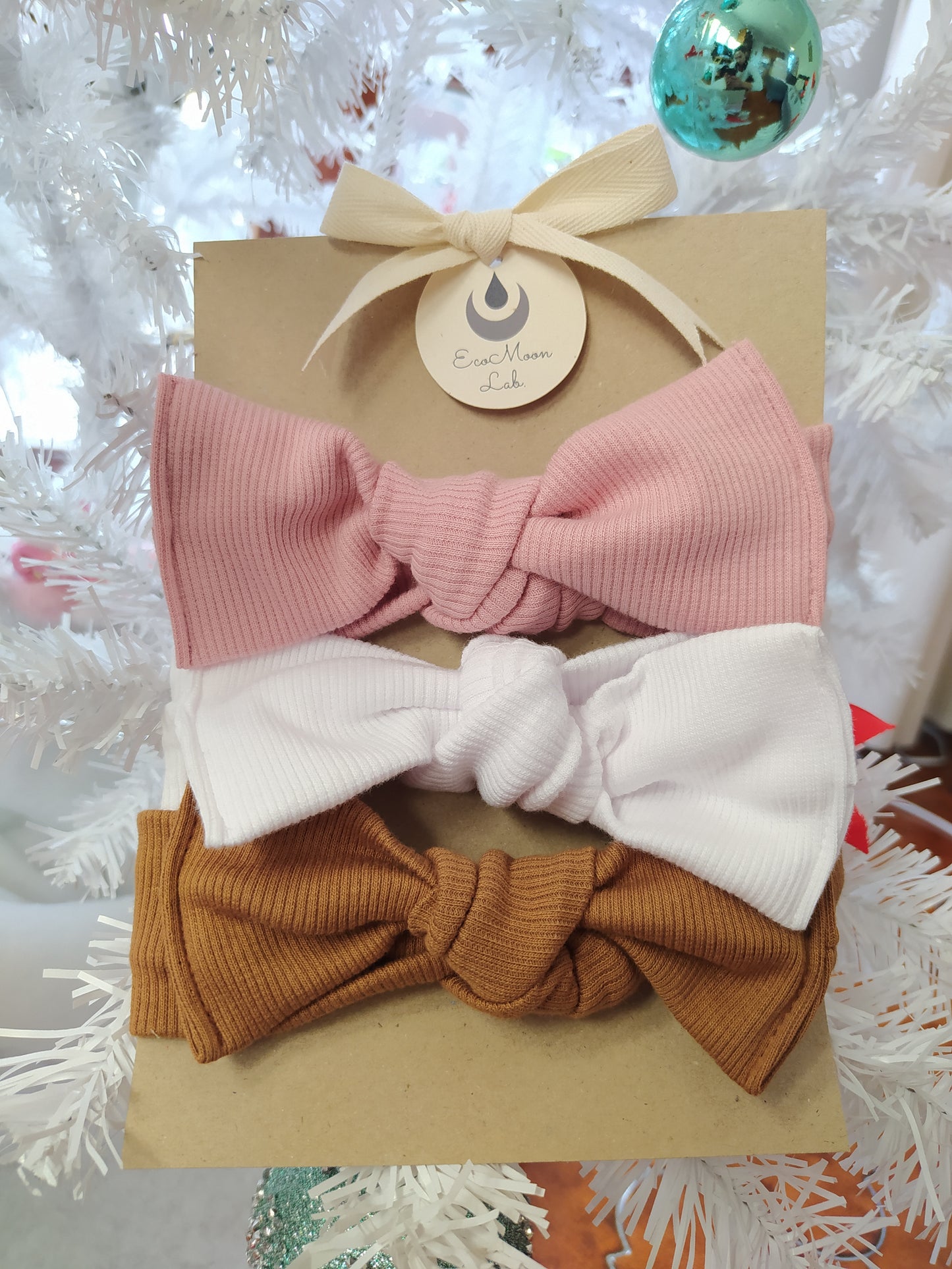 Set 3 fascette Fiocco bimba in Cotone Organico